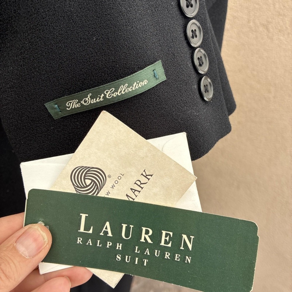 Vintage 1990s Lauren Ralph Lauren Wool Dress Suit Set Size 10 NWT Faux Fur - Picture 8 of 15